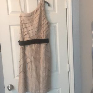 Champagne colored Off shoulder dress